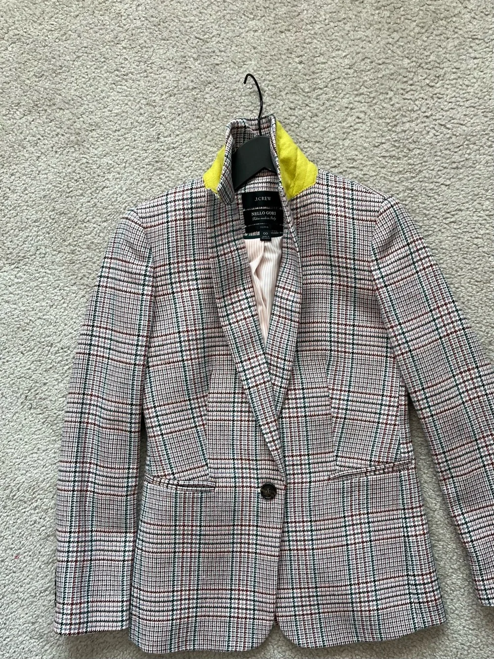 J.Crew Like New Parke Blazer Ivory Plaid Italian Wool AQ234 Size 00
